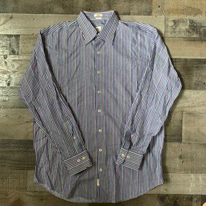 Peter Millar Button Down Shirt Blue Striped